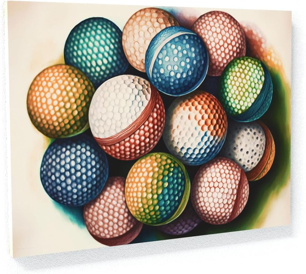 Sense Canvas Golf Ball Watercolor 29 Canvas Art - Home Decor Wall Art Print Poster Painting Medium 24x18 / 0.75"