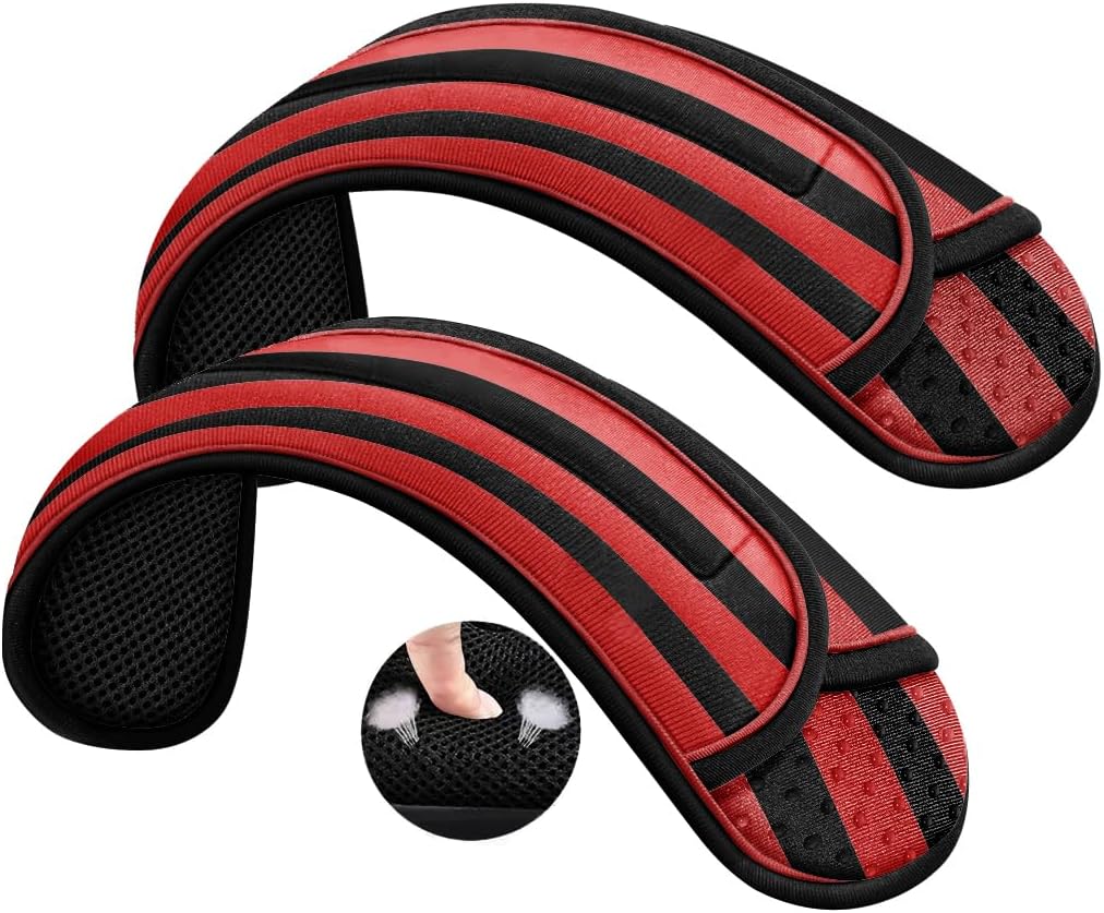 ZINZ 2-Pack Universal Shoulder Pad with Ultra Thick Cushion for Bag Luggage Bag Crossbody, Plus Long & Anti-Slip & Breathable,Black red Black