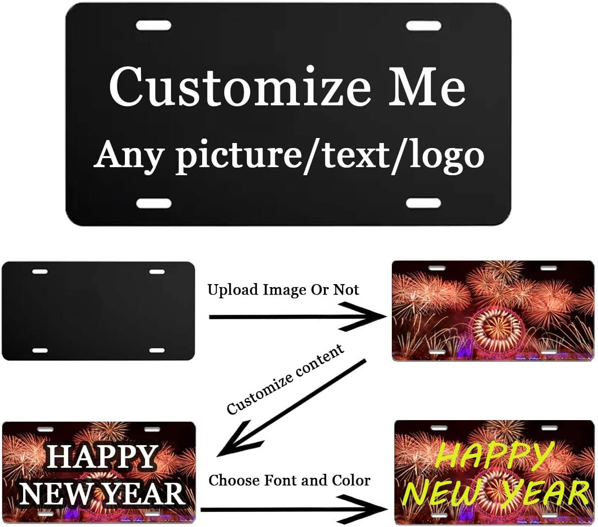 Custom License Plate for Front of Car, Personalized Number Plate Customized Your Text Image Photo Logo, Suitable for Truck Car Door Plate Bar Cafe Auto Accessories (6X12 Inch)