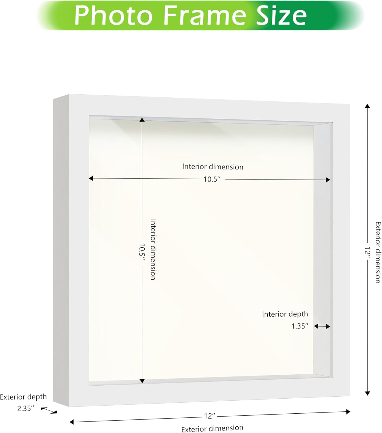 FrameWorks 11” x 11” White Wooden Shadow Box Frame – Display Case with Soft Felt Back, Memory Box with Tempered Glass, Display Box with Elegant White Ball Push Pins, Wooden Flower Box