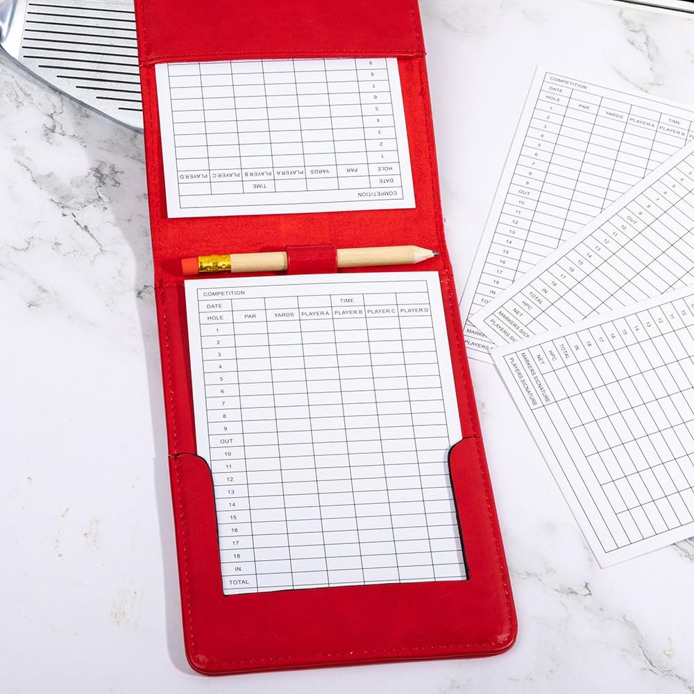 Personalized Leather Golf Scorecard Holder Customize Name Golf Yardage Book Cover Accessories Father Day Christmas Birthday Gifts for Men Women