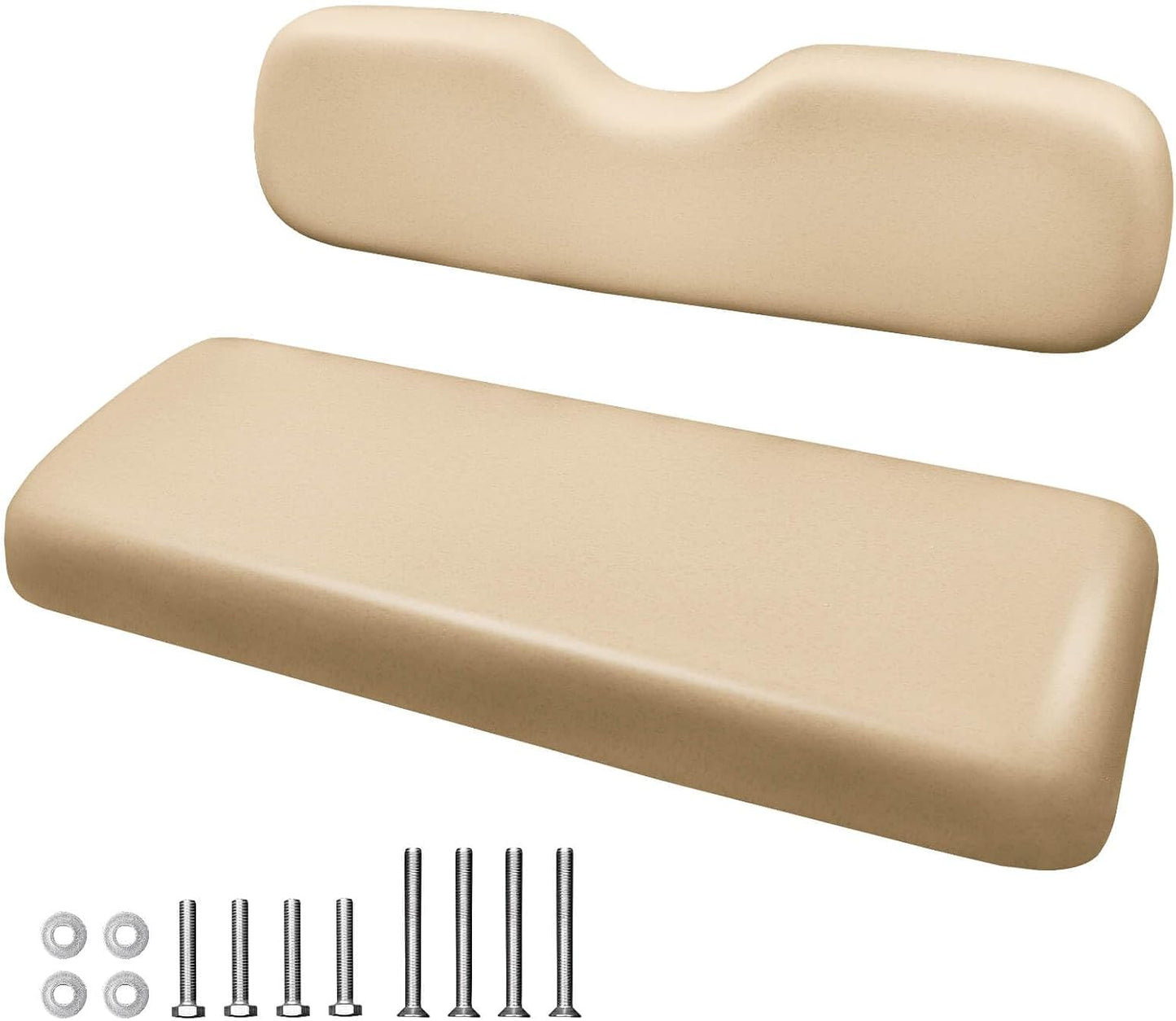 NOKINS Golf Cart Rear Seat Replacement Cushion, Universal Back Seat Cushions for Yamaha/EZGO TXT/RXV/Club Car Precedent/DS, Waterproof Vinyl Leather & Memory Foam, Buff