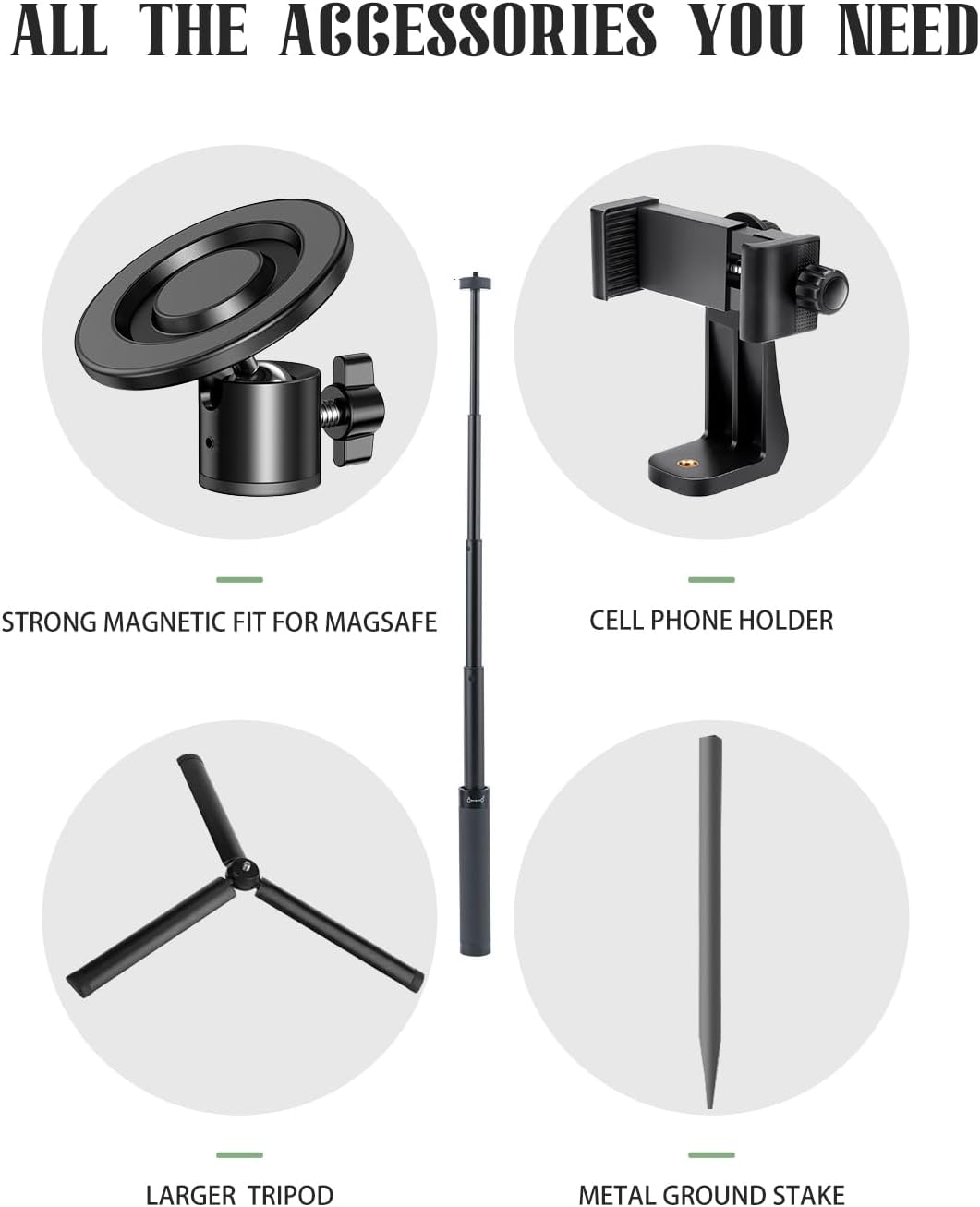 WIGERLON Golf Monopod Stick,Golf Tripod, Golf Recording Stick with Magnetic Phone Holder and a Adjustable Clip Smartphone Holder.irangesports Stick for Golf Swing