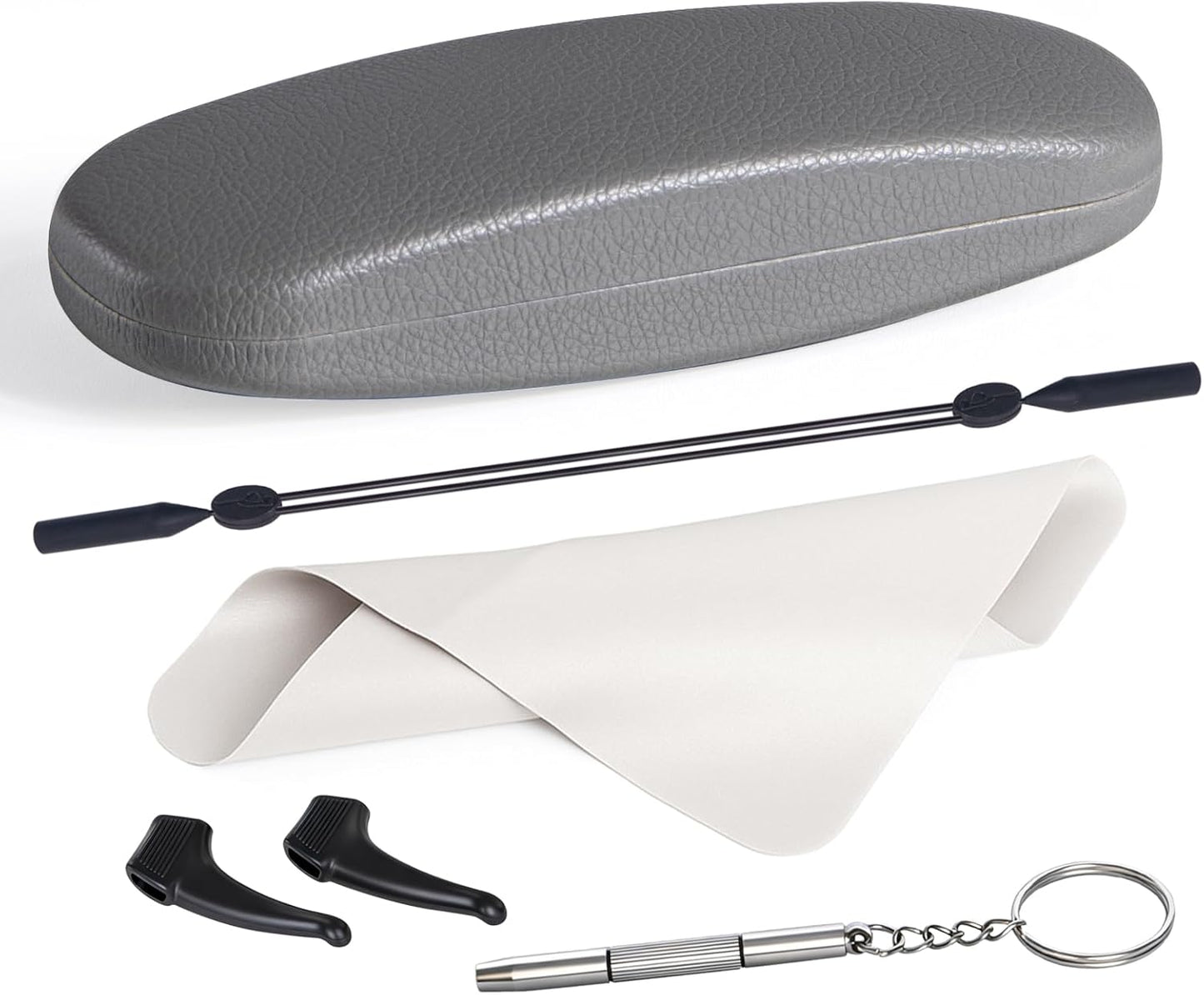 RayLove Glasses Case, Unisex Hard Shell Eyeglass Case, PU Leather Protective Hard Eye Glasses Cases with Eyewear Accessories