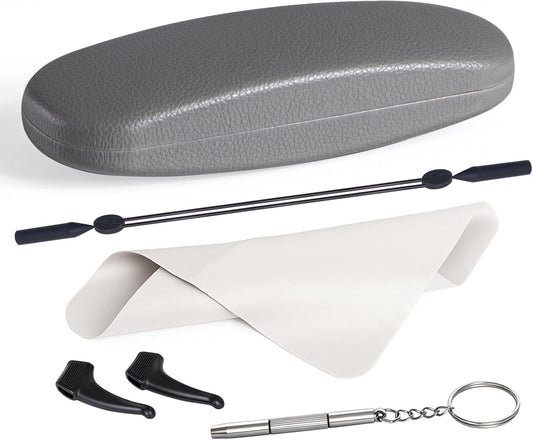 RayLove Glasses Case, Unisex Hard Shell Eyeglass Case, PU Leather Protective Hard Eye Glasses Cases with Eyewear Accessories