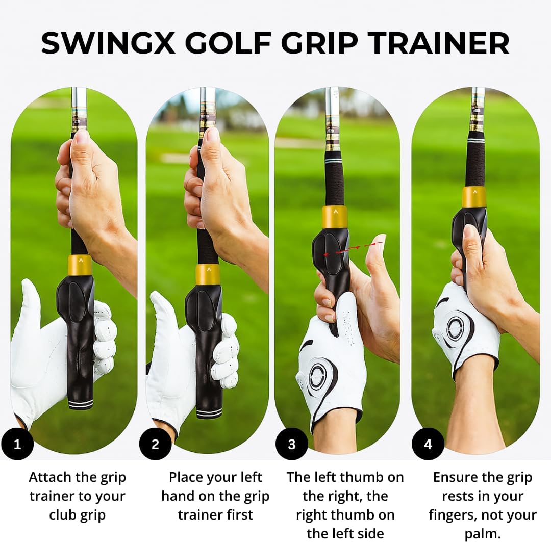 Golf Grip Trainer, Golf Training Aid, Grip Trainer To Help Train Correct Hand Position, Attachment for Improved Hand Positioning on Clubs, Enhance Grip Strength, Precision, and Swing Technique