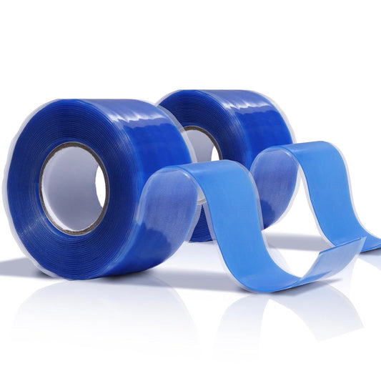 2 Rolls 1IN X 10FT Grip Tape,Self Fusing Silicone Grip Wrap for Handles,No Adhesive,Blue