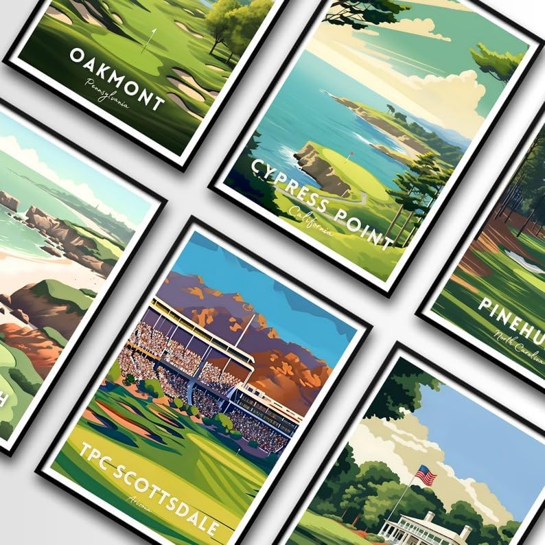 Nationcog TPC Scottsdale Golf Wall Art Poster, Arizona Desert Golf Course Print for Office or Bedroom, Vintage Sports Decor for Men, Unique Dad or Husband Gift Idea (Unframed) (20x30)