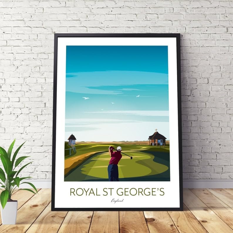 Royal St George's Golf Print - The Open Championship Poster, Royal St George's Golf Poster, England Golf Course Print, Golf Wall Art, Open Championship Artwork, Golf Decor (Unframed) (24x36)