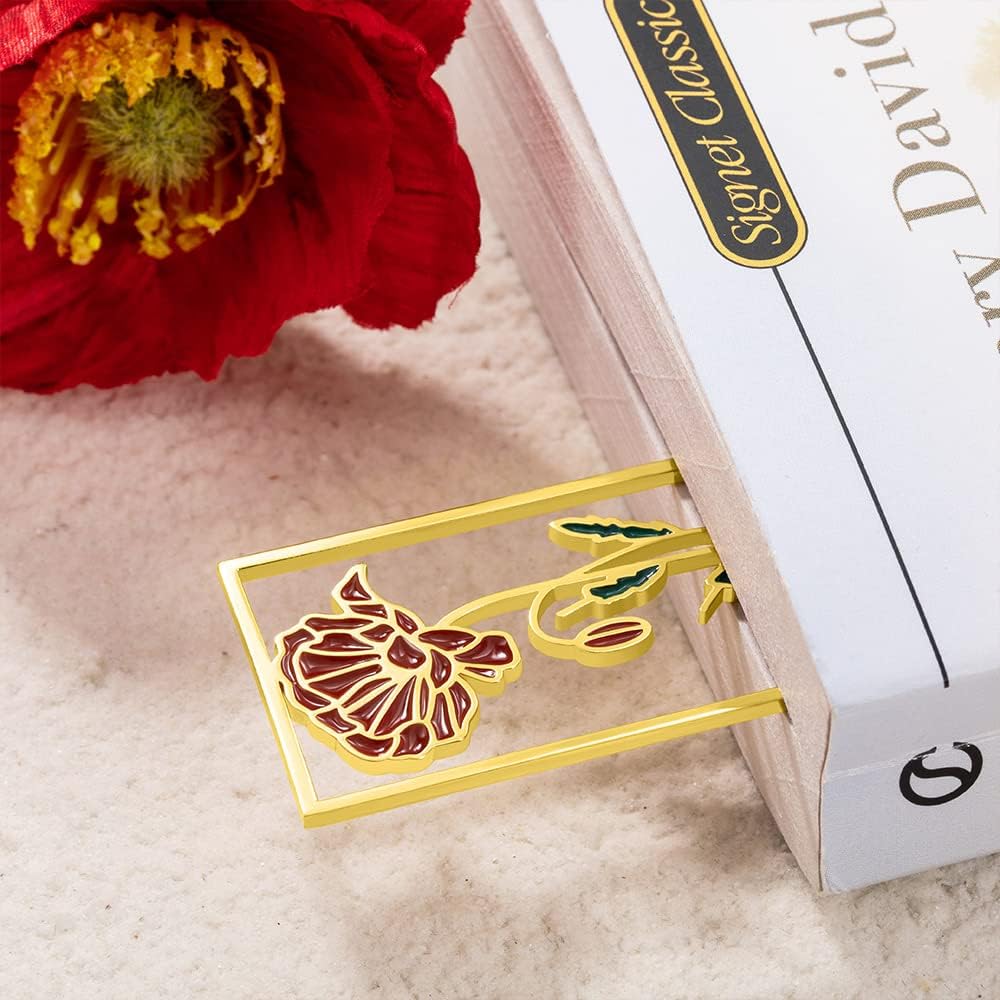 Personalised Bookmark Hand-Made Watercolor Birth Flower Engraved Floral Bookmark with Name Custom Metal Bookmarks Mothers Day Birthday Gifts Retirement for Ladies Women Bookworms Readers