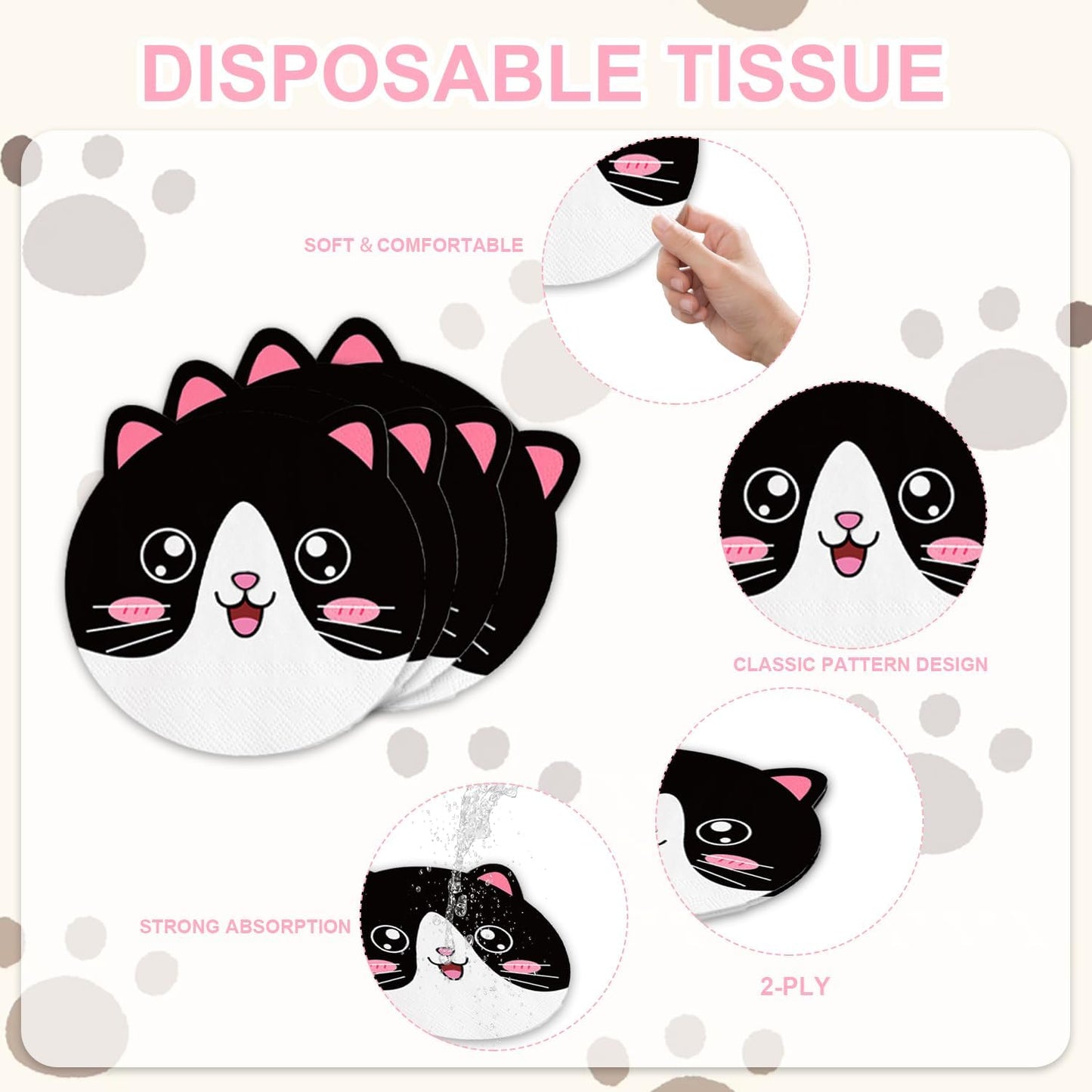 Cat Birthday Party Decorations Disposable Cat Meow Plates and Napkins Forks Supplies Serves 16 Pet Kitten Baby Shower Birthday Party Decorations