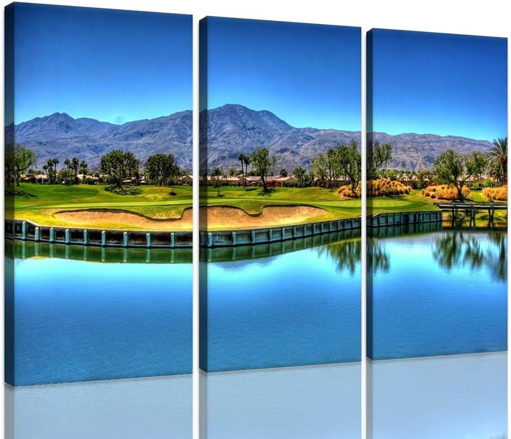 chenchenArt Georgia USA Golf Course for Living Room Bedroom Bathroom Home Decorations Augusta National Golf Course Pictures Posters Canvas Prints Modern Artwork Framed Ready to Hang(14''W x 28''H x3)