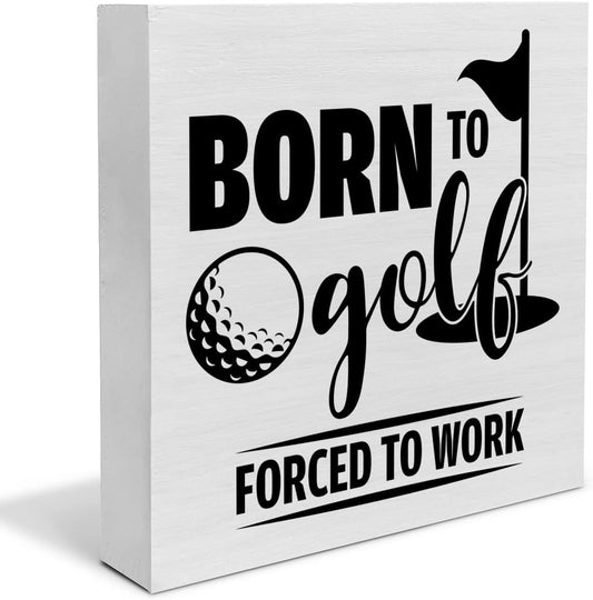 Born to Golf Wood Box Sign Decor Desk Sign Golfing Wooden Box Block Sign Rustic Home Office Shelf Wall Decoration Gift for Golf Lover Golfer
