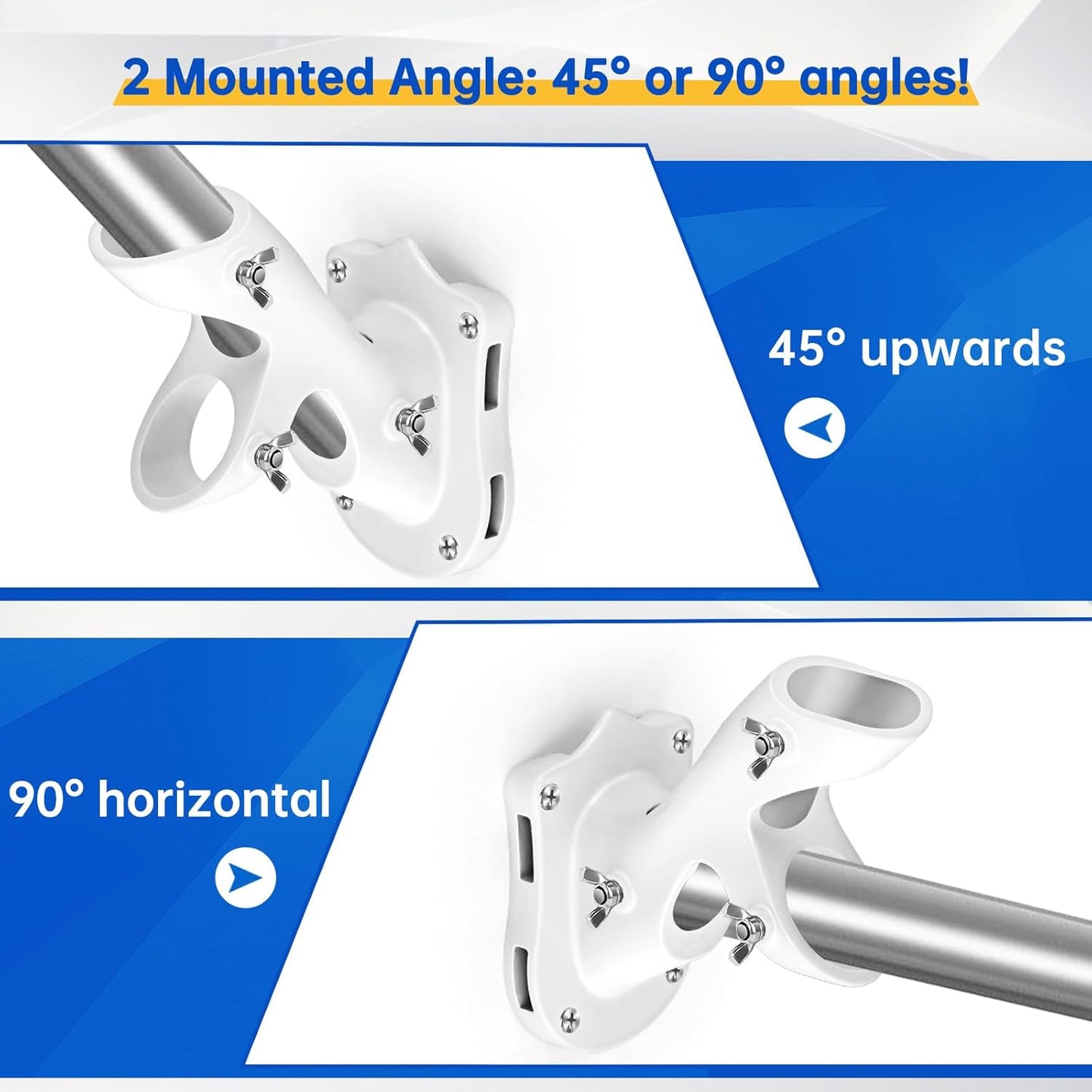 Anovo Flag Pole Kit- Stainless Steel 6 FT Flag Poles with1 Inch Metal 360° Rotating Flag Pole Rings Clip, Two-Position Flag Pole Holder Brackets Mounting for Outside House Outdoor Porch(6 FT - White)