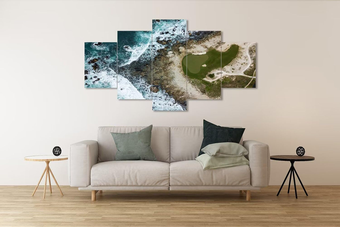 Pebble Beach Golf Course Wall Art for Living Room Bedroom Bathroom Home Decorations USA California Coast Pebble Beach Posters Framed Artwork Canvas Prints Ready to Hang(60''W x 32''H)