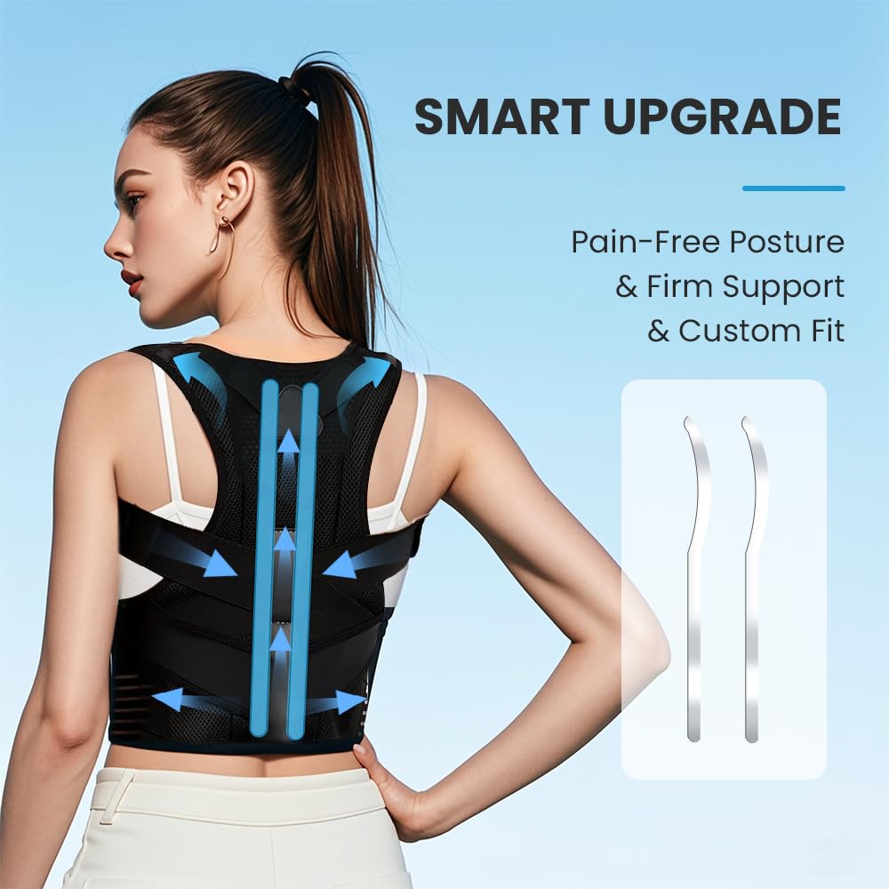 Customizable Comfort Posture Corrector for Women & Men, Upgraded Adjustable Back Brace Gift for Upper & Lower Back Pain Relief, Scoliosis Hunchback Hump Thoracic Corrector PC001