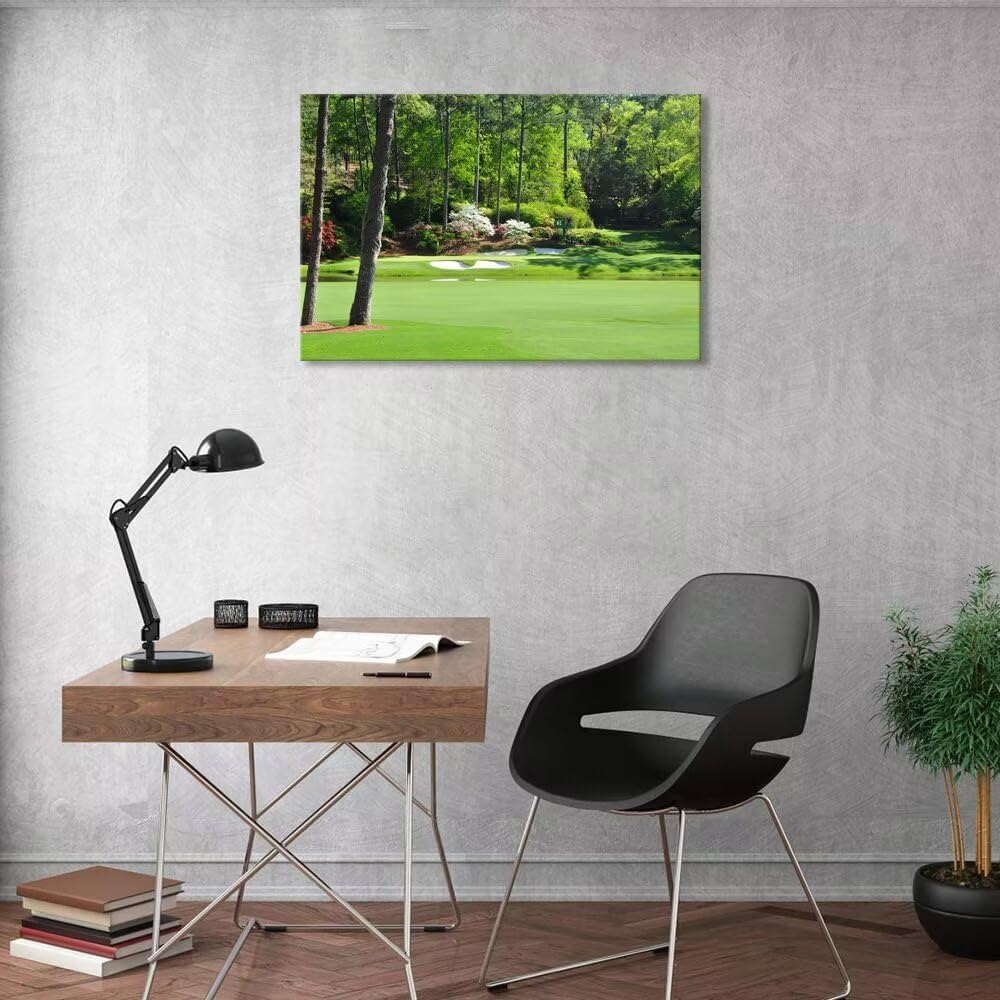 Augusta National Golf Club 12th Hole Wall Art for Living Room, Bedroom, Bathroom - Home Decorations - Framed Ready to Hang (18''H x 24''W)