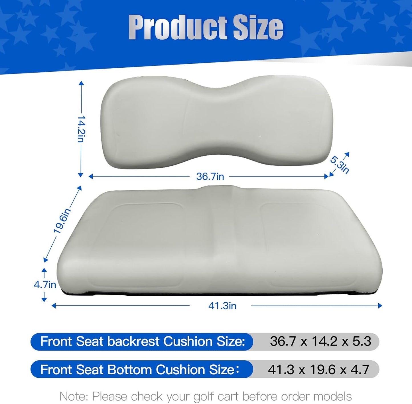 NOKINS Golf Cart Front Seat Cushion kit for Yamaha G29-2/Drive2 2017+ (Oyster Gray)