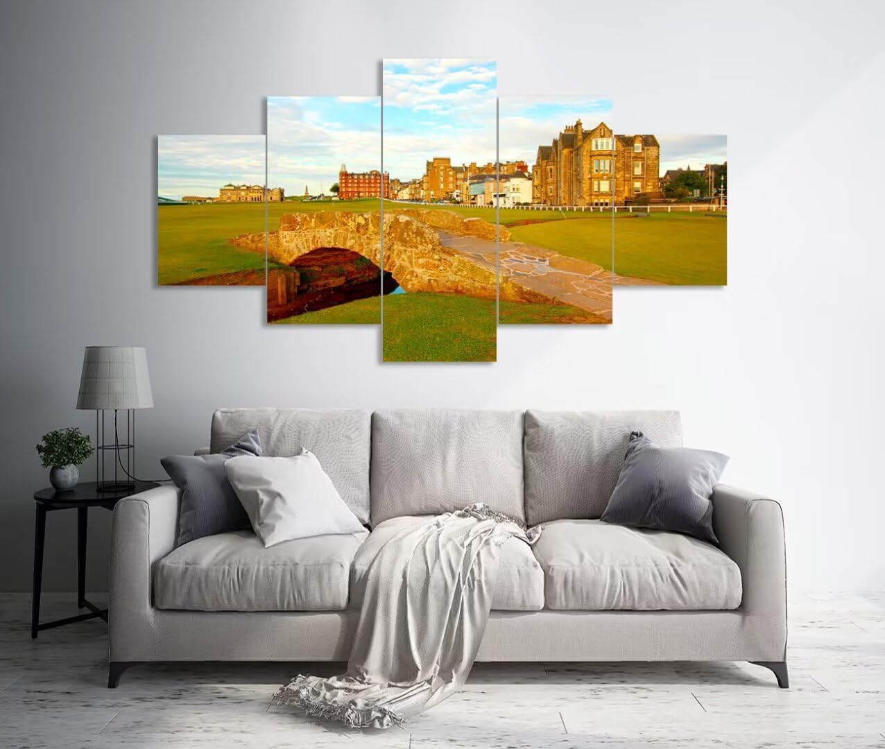 St Andrews Golf Course Wall Art for Living Room Bedroom Home Decorations St Andrews Swilcan Bridge Pictures Posters Framed Artwork Canvas Prints Ready to Hang(60''W x 40''H)