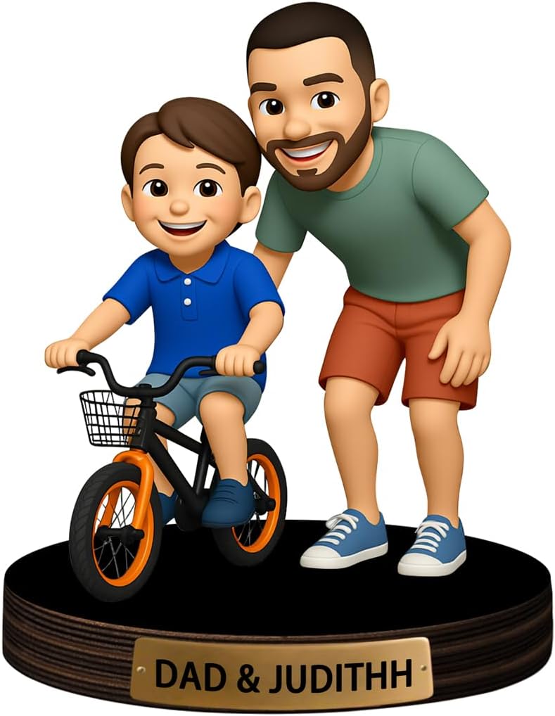 Personalized Family Photo Cartoon Desktop Decor Custom 2D Birthday Portrait Figurine Plaque with Name Picture Acrylic Sculpture Desk Sign Ornament for Men Women Family Couple Christmas Birthday,02