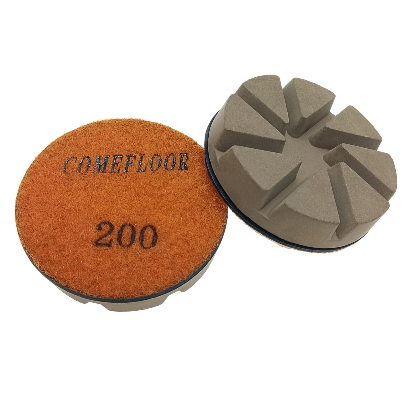 Hybrid Diamond Ceramic Polishing Pucks, Aggressive Concrete Terrazzo Floor Hook n Loop Grinding Pads, 3 Inch Long Using Life Transitional Discs,200# 9PCS