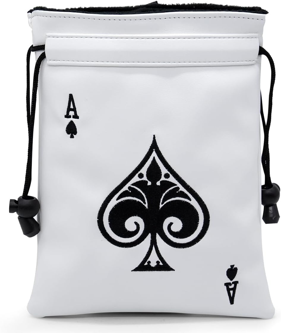 montela golf Valuables Pouch,Ace Poker Golf Bag Pouch with Drawstrings Golf Tee Bag Leather Golf Tee Pouchs for Men Women