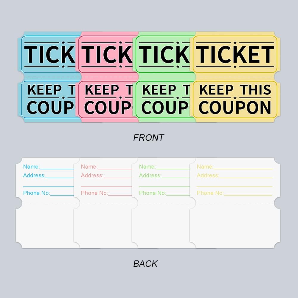 ESSENTIAL 2000 Pink Double Raffle Tickets Rolls Printable for Leisure, Movie Watching, Entertainment