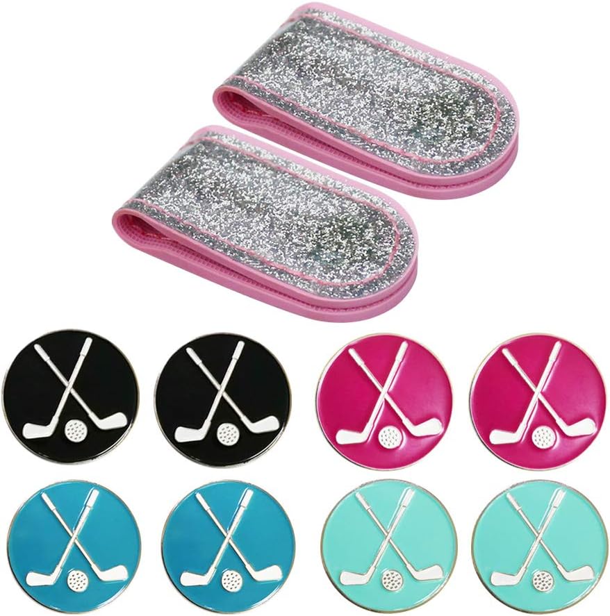 Glitering PVC Golf Hat Clip with Ball Marker (2 Hat Clip and Golf Ball Markers)
