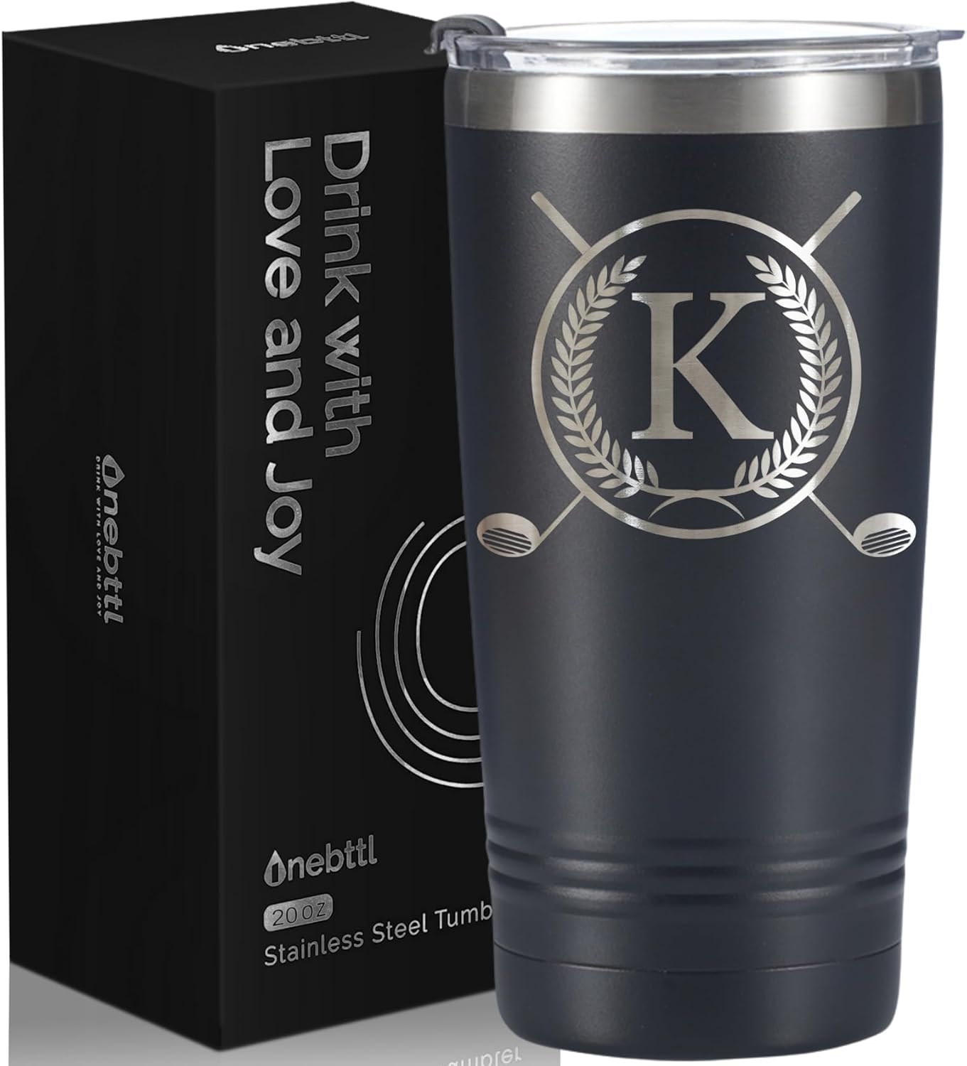 Onebttl Golf Gifts for Men with Initial for Golfer & Golf Lovers, 20oz Travel Mug, Perfect Gifts for Men, Birthday, Christmas - K