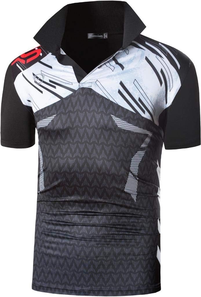 jeansian Men's Sport Outdoor Quick Dry Fit Short Sleeves Polo Tee Shirt Tshirt T-Shirt Tops Golf Tennis Bowling LSL195