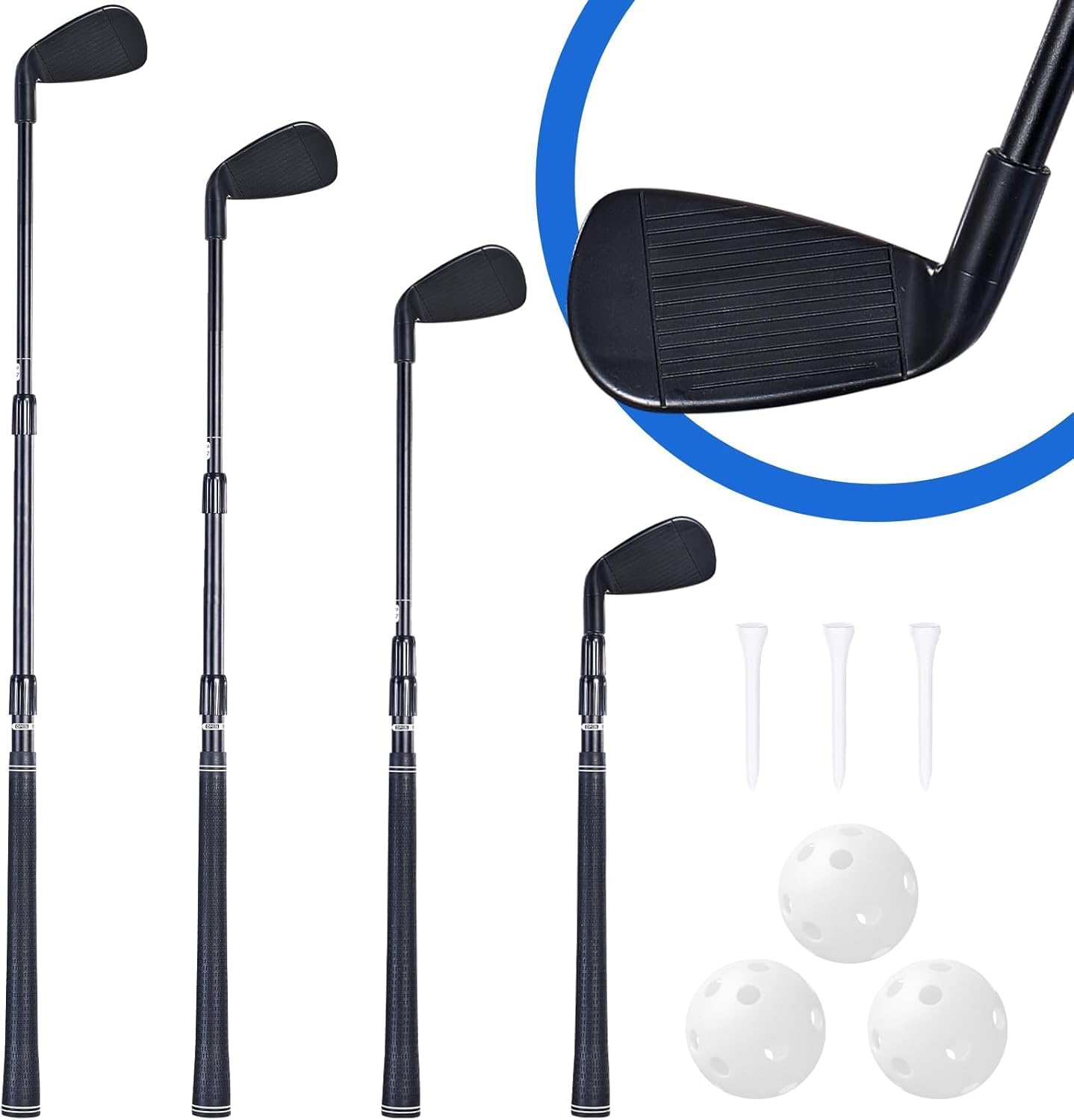 Plastic Golf Club Collapsible - Right Hand for Game & Travel, Golf Chiper Club for Junior, Adults Indoor Outdoor Training Bucket Pong Games for Family, Hit Plastic Foam Balls -2PCS