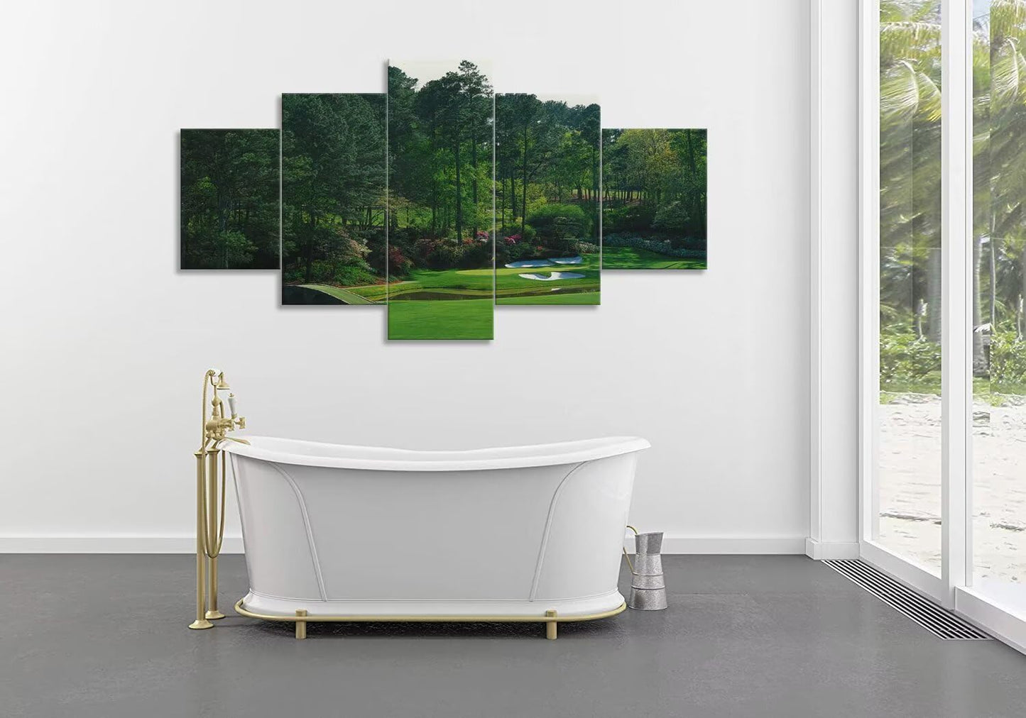 chenchenArt Augusta National Golf Course Wall Art for Living Room Bedroom Bathroom Home Decorations Augusta Golf Course Posters Canvas Prints Framed Ready to Hang(50''W x 24''H)