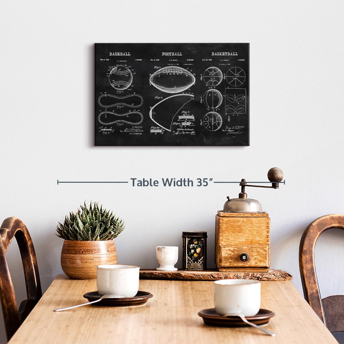 ElephantStock Sports Balls Compilation BW Patent Canvas - 1 Panel Patent Wall Art Decor - Sports Decorations for Boys Room - Wall Art and Office Decor - 24" X 16"