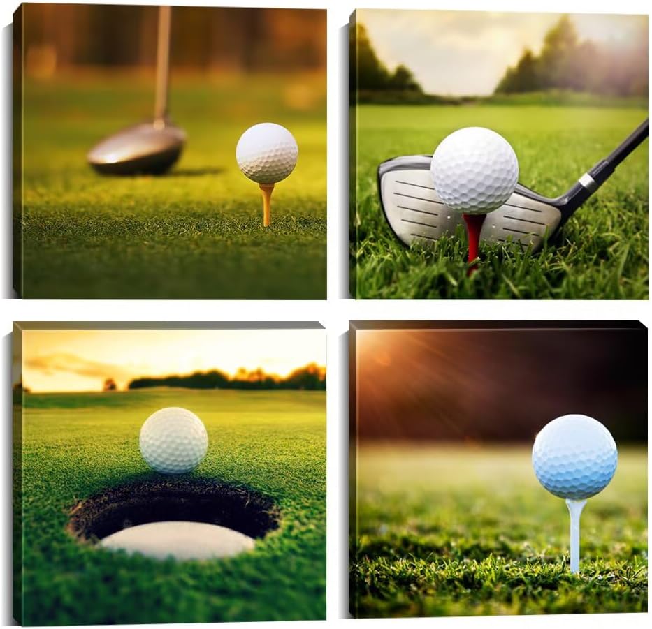 Pankila Golf Wall Art Sunrise Golf Pictures Canvas Prints Golf Course Wall Decor for Living Room Bedroom Bathroom Home Decorations Painting Framed Artwork Ready to Hang (20''W x 20''H x 4)
