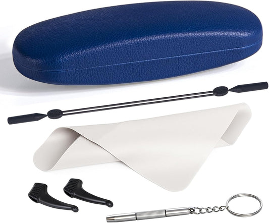 RayLove Glasses Case, Unisex Hard Shell Eyeglass Case, PU Leather Protective Hard Eye Glasses Cases with Eyewear Accessories