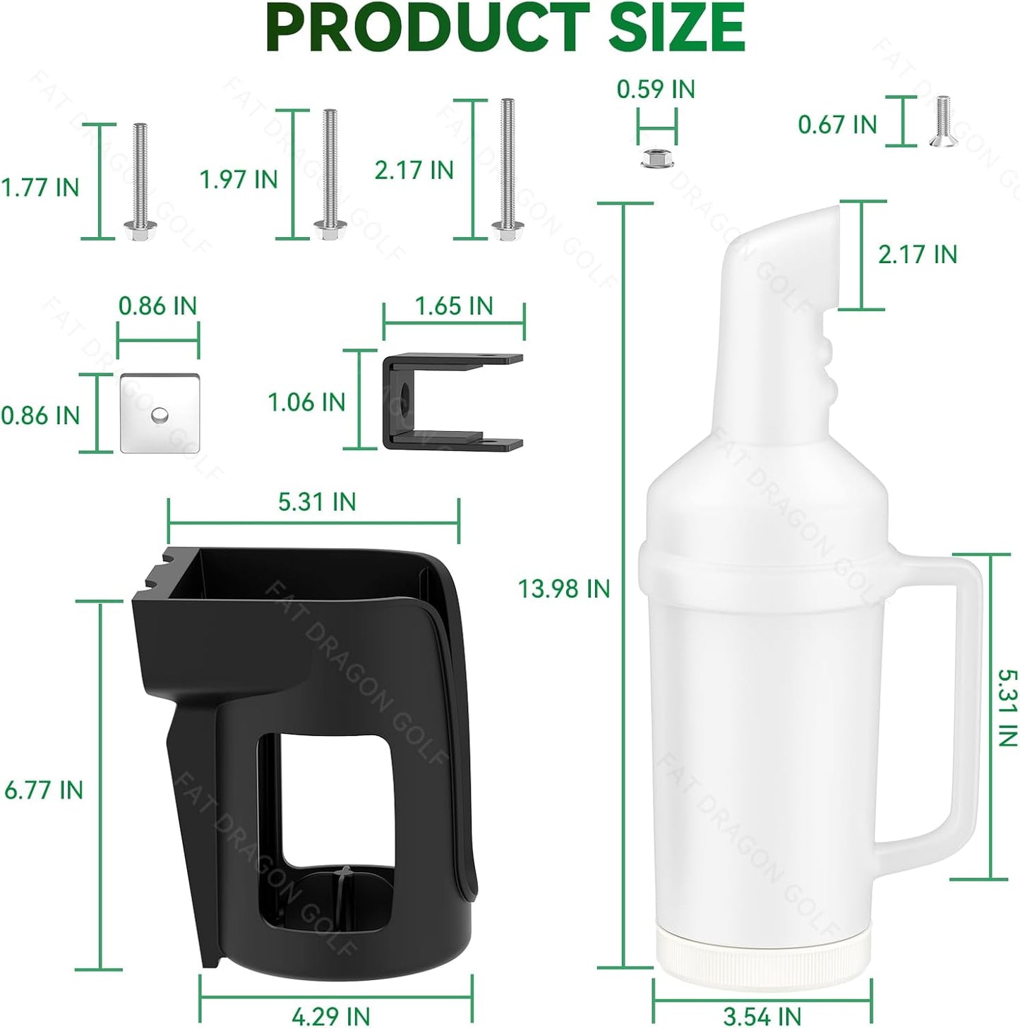 Panglong Universal Golf Cart Sand Bottle with Handle 2PC, Dual Installation Options No-Drilling/Drill Divot Filler Sand Bottle-35oz ABS, Suitable for Yamaha, Club Car, EZGO Models