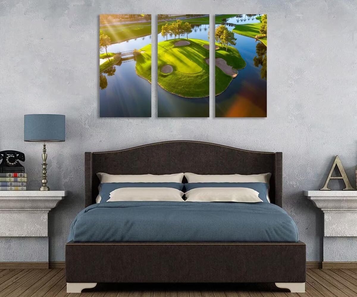 Island Golg Hole in Arizona Golf Course Wall Art for Living Room Bedroom Bathroom Home Decoraitons Golf Course Pictures Posters Framed Artwork Canvas Prints Ready to Hang(12''W x 24''H x3)