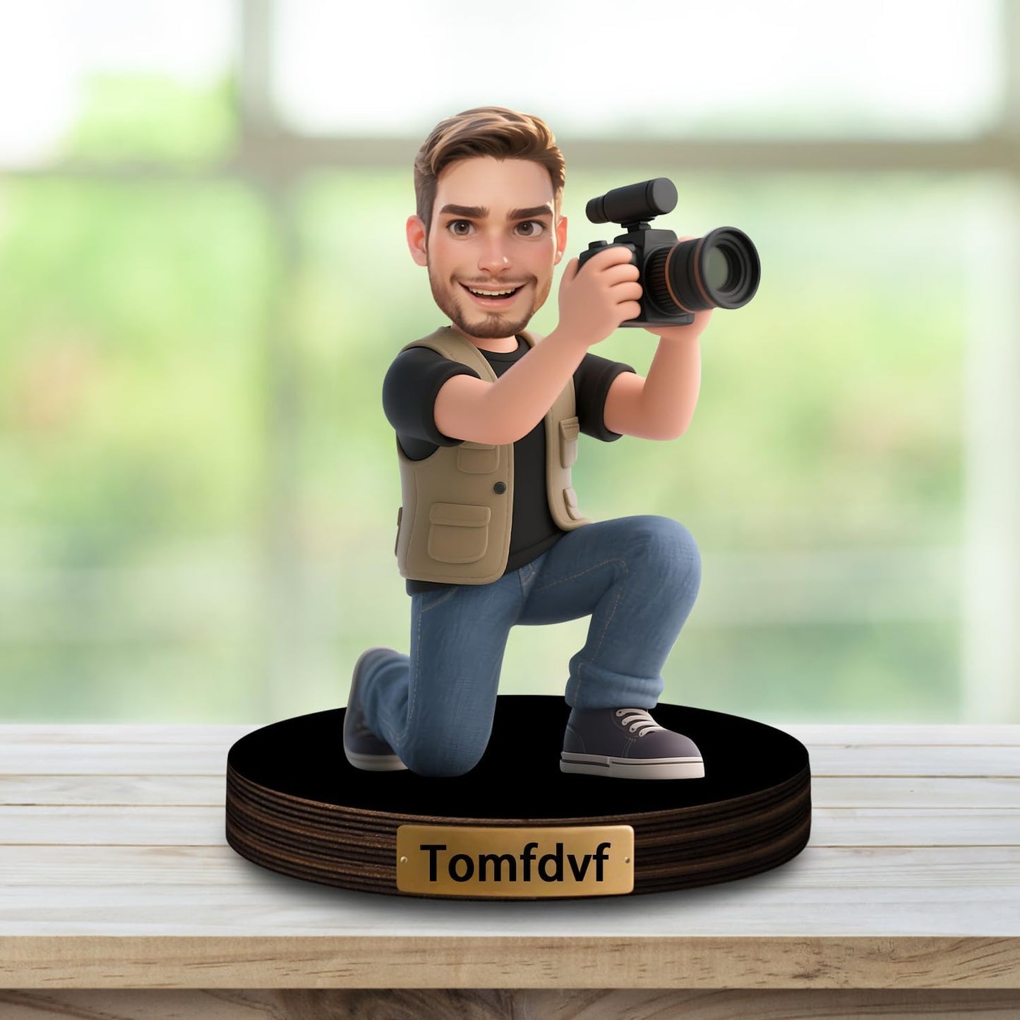 Personalized Cartoon Face Photo Face Photographer Desktop Ornament Custom Name Funny Acrylic Desk Decor Gift For Man Birthday Xmas Anniversary (style 31)