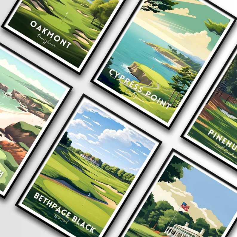 Nationcog Bethpage Black Golf Poster, Vintage New York Wall Art Print, Retro Golf Landscape Decor, Classic Artwork for Living Room, Office or Man Cave (Unframed) (20x30)