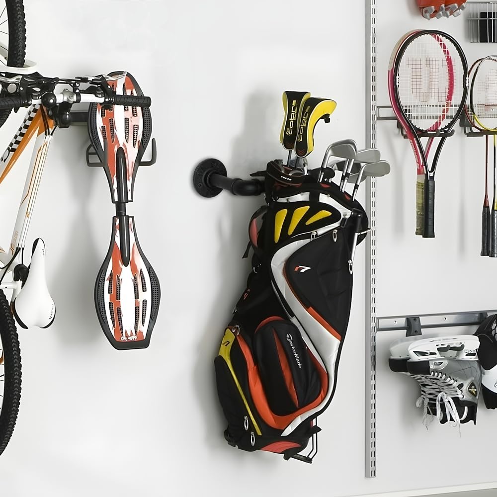 BiJun Golf Bag Organizer, Golf Bag Storage Organizer for Garage Wall Mount Golf Bag Holder Rack Stand Golf Bag Storage Rack Hangers for Storage Space for Garage