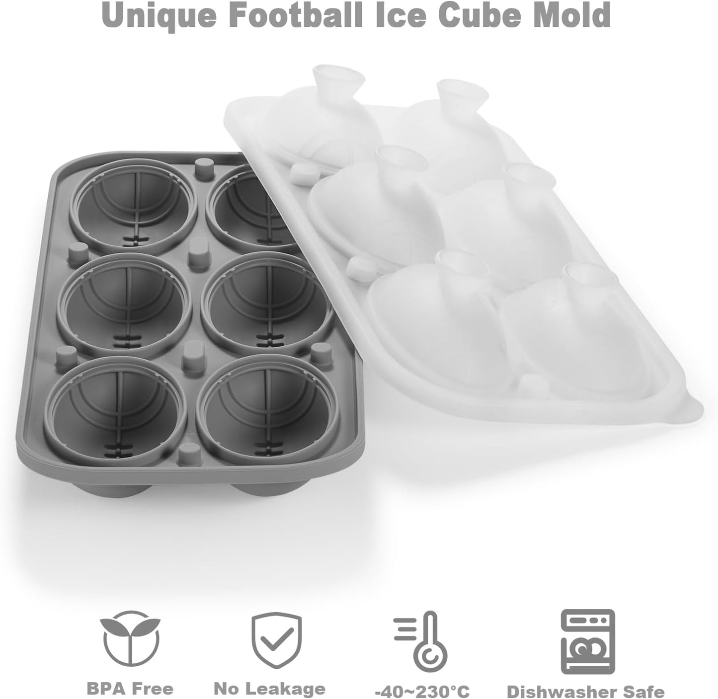 Nax Caki 3D Football Ice Cube Tray, Large Football Silicone Fun Shapes Whiskey Ice Mold with Funnel for Cocktails, Bourbon,Brandy, Whiskey Gifts for Men