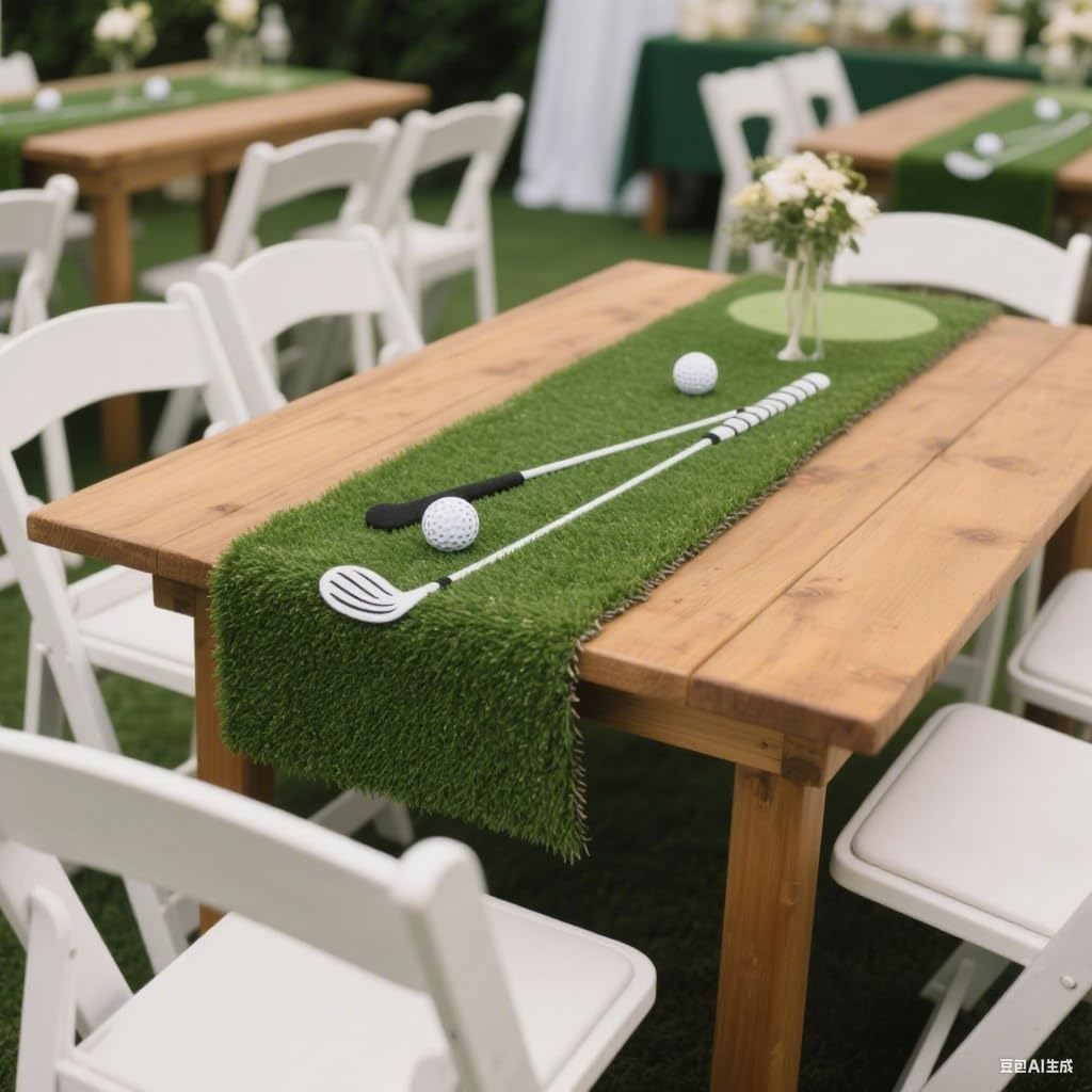 GLOBREEN Artificial Grass Table Runner 72 Inches Green Faux Turf Table Centerpiece for Football Golf Party Decorations Wedding Birthday Dining Baby Shower