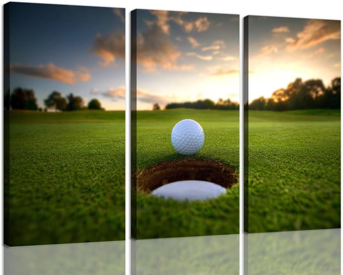 Golf Course Canvas Wall Art for Living Room Bedroom Home Decorations Golf Wall Decor for Office Golf Course Pictures Posters Framed Artwork Canvas Prints Ready to Hang(14''W x 28''H x3)