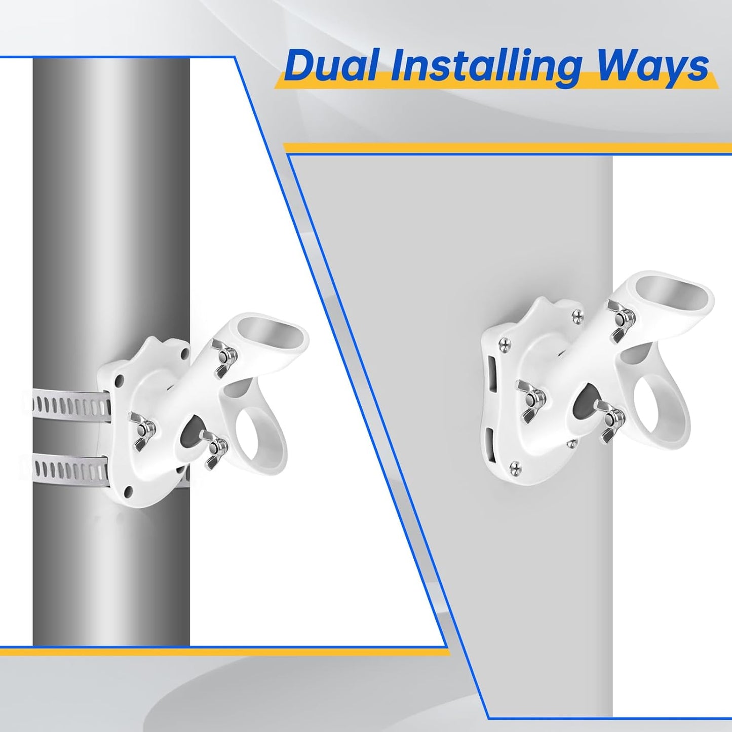 Anovo Flag Pole Kit- Stainless Steel 6 FT Flag Poles with1 Inch Metal 360° Rotating Flag Pole Rings Clip, Two-Position Flag Pole Holder Brackets Mounting for Outside House Outdoor Porch(6 FT - White)