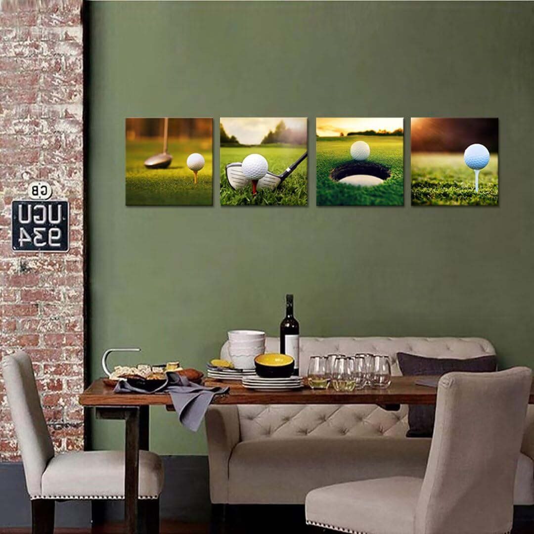 Pankila Golf Wall Art Sunrise Golf Pictures Canvas Prints Golf Course Wall Decor for Living Room Bedroom Bathroom Home Decorations Painting Framed Artwork Ready to Hang (24''W x 24''H x 4)