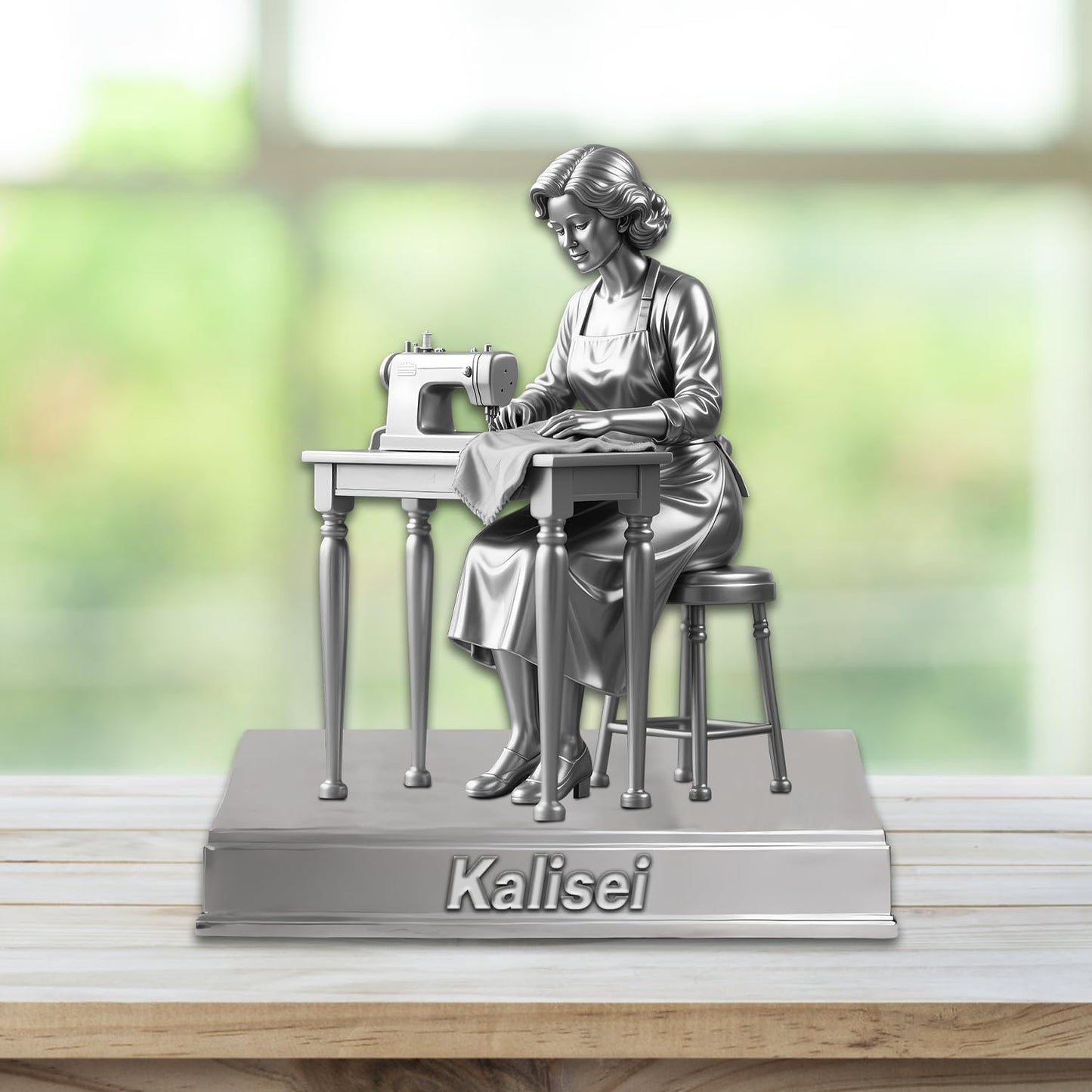 Personalized Sewing Machine Mom Figurine Desktop Ornaments for Bedroom Office Custom Tailor's Name Acrylic Plaque Sign Home Decor Gift for Mom Grandma Women