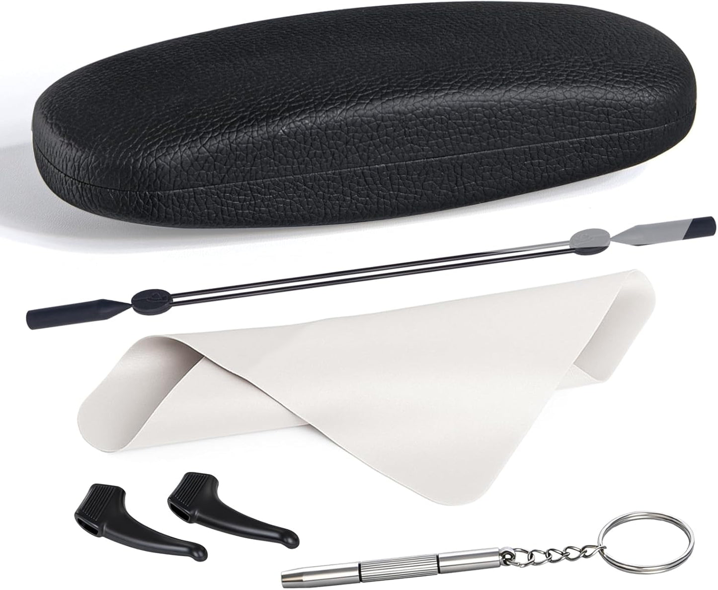 RayLove Glasses Case, Unisex Hard Shell Eyeglass Case, PU Leather Protective Hard Eye Glasses Cases with Eyewear Accessories