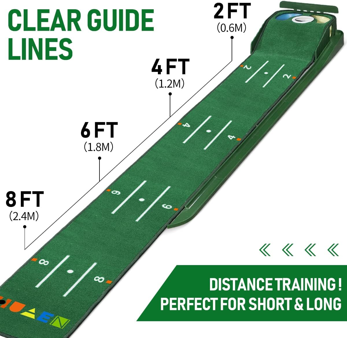 Golf Putting Green, Mat for Indoors, Putting Matt with Ball Return and 3 Holes, Training and Practice Equipment at Home or Office, Gifts Accessories for Men
