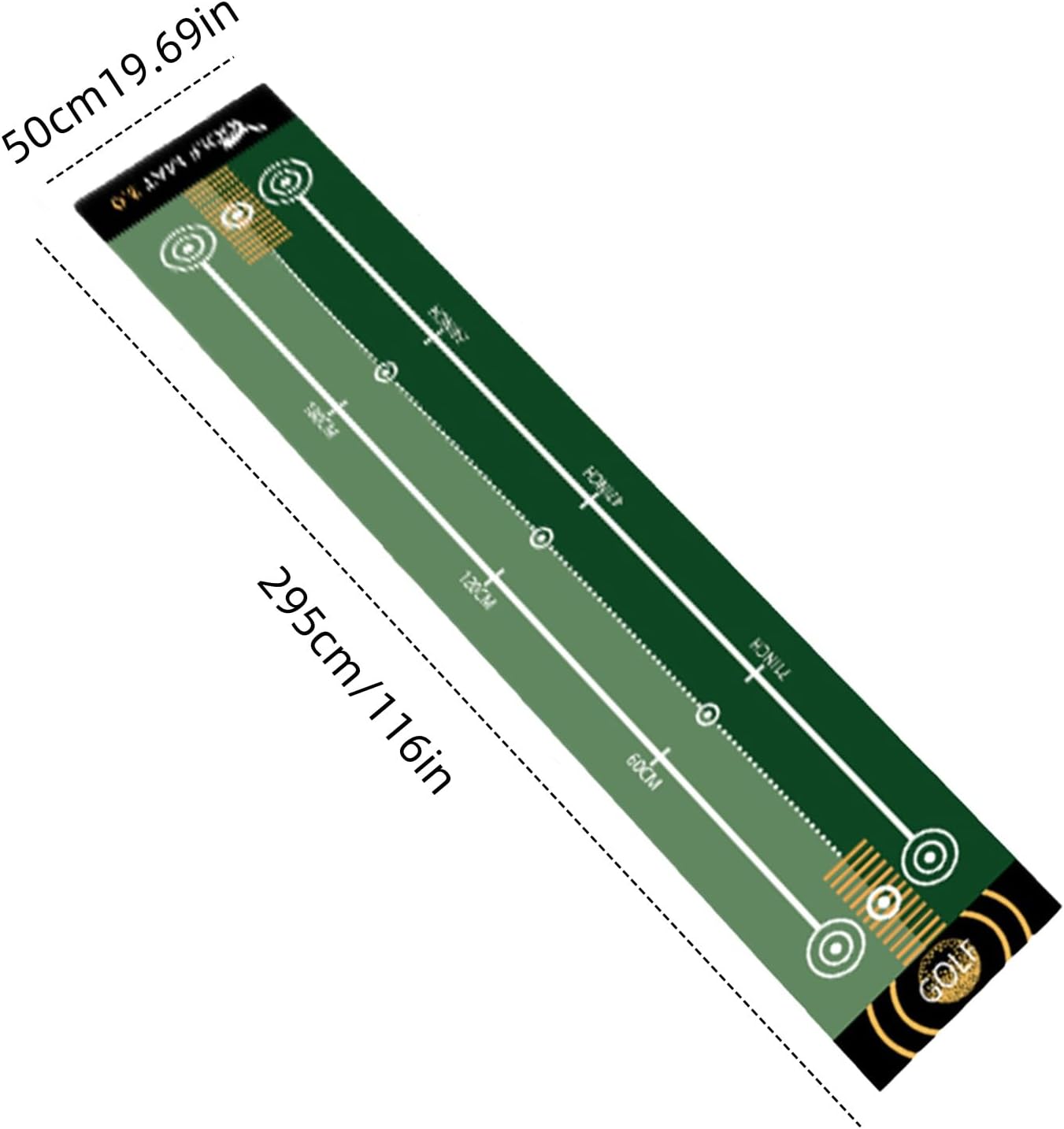 1 Piece Golf Putting Practice mat, Size is 19.69 inches x 116 inches, Portable Washable Non-Slip Folding Putting mat, Suitable for Home, Office, Outdoor use, Party Team Building Activities.