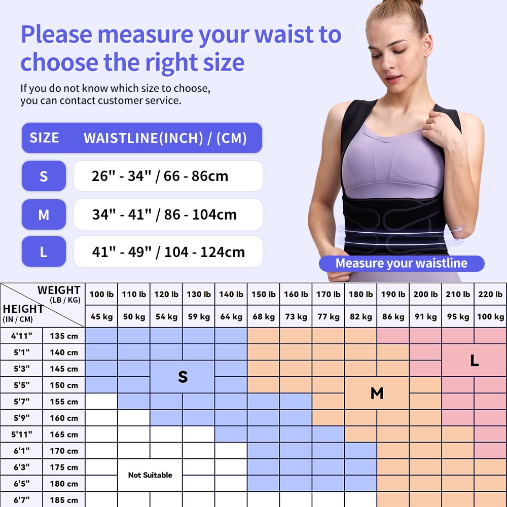 Fit Geno Back Brace Posture Corrector for Women and Men, Shoulder Straightener, Adjustable Full Back Support, Upper and Lower Back Pain Relief - Scoliosis, Hunchback, Hump, Thoracic, Spine Corrector (black, Large)